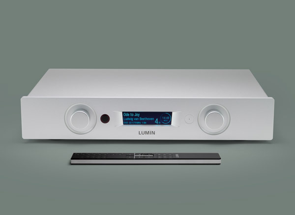 LUMIN P1 Mini Silver front with remote thumb