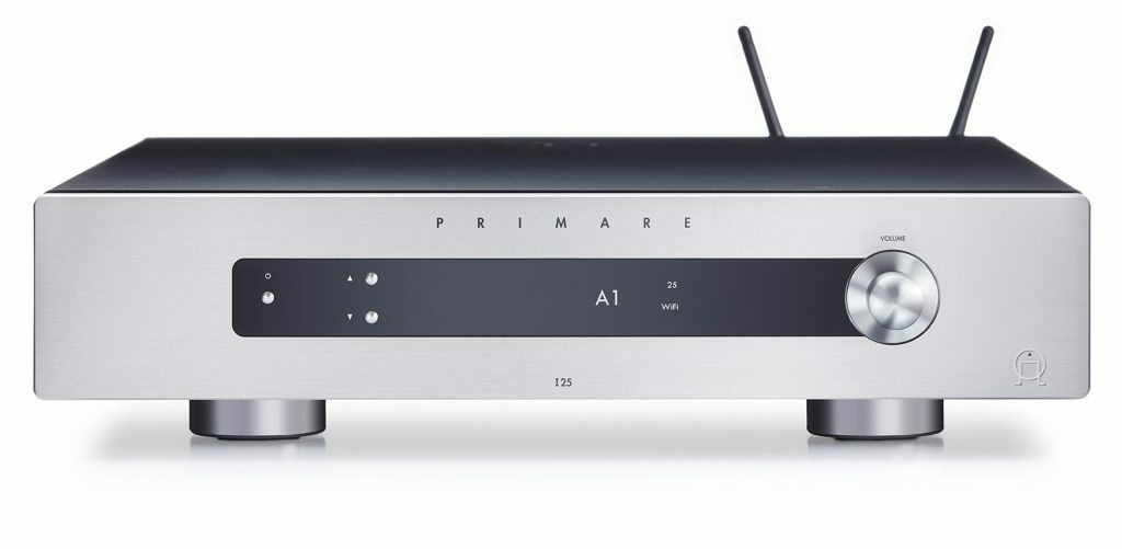 Primare i25 prisma modular integrated amplifier and network player front titanium 1024x501