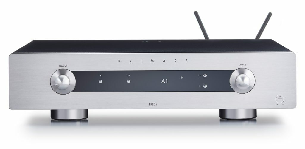 Primare pre35 prisma modular preamplifier and network player front titanium 1 1024x501