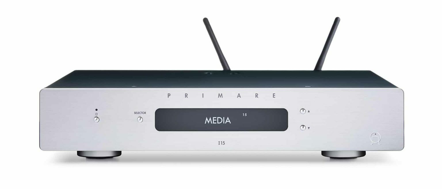 Primare i15 prisma integrated amplifier and network player front titanium e1627384598976 1536x657